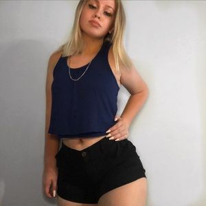 cropped blue tank top